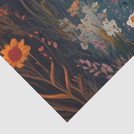 Moonlit Ghost in Wildflowers Decoupage Tissuepapier (Detail)