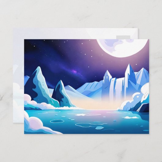 Moonlit Glaciers Briefkaart (Voorkant / Achterkant)