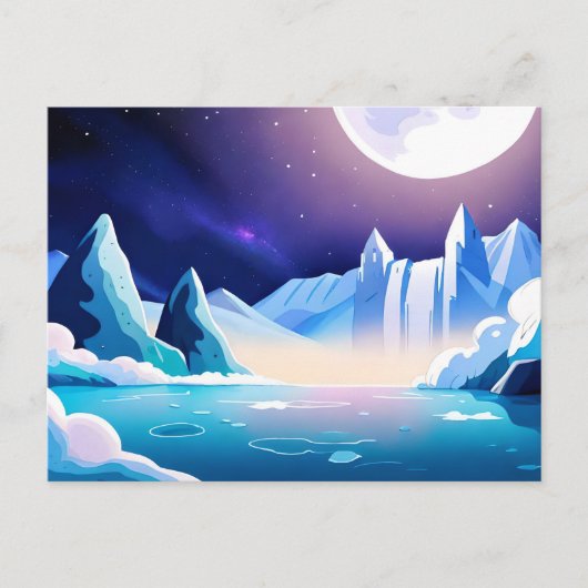 Moonlit Glaciers Briefkaart (Voorkant)
