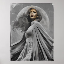 Moonlit Goddess Poster – zwart-wit portret