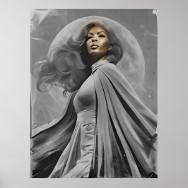 Moonlit Goddess Poster – zwart-wit portret