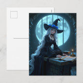 Moonlit Gothic Anime Witch Halloween Briefkaart (Voorkant / Achterkant)