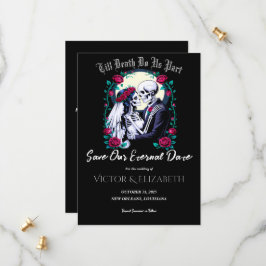 Moonlit Gothic Skeleton & Roos Wedding Save The Date
