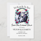Moonlit Gothic Skeleton & Roos Wedding Save The Date (Voorkant)