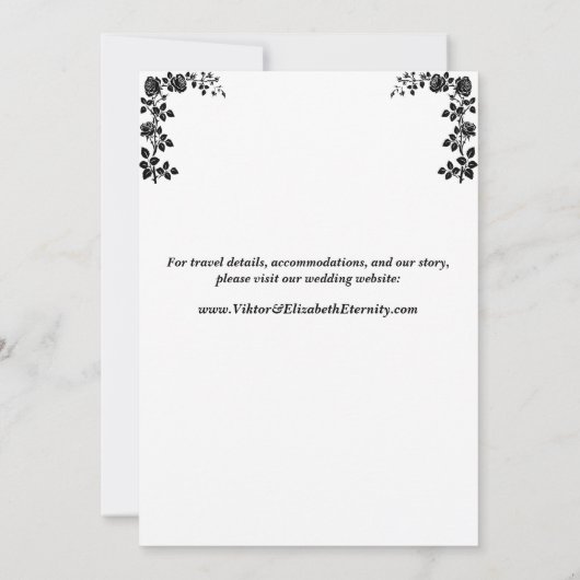 Moonlit Gothic Skeleton & Roos Wedding Save The Date (Achterkant)