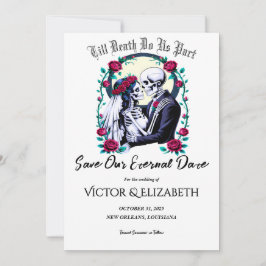 Moonlit Gothic Skeleton & Roos Wedding Save The Date