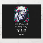 Moonlit Gothic Till Death Do Us Part Wedding Sparkling Wijnetiket (Enkel label)