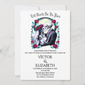 Moonlit Gothic Till Death Skeleton Roos Wedding Kaart (Voorkant)