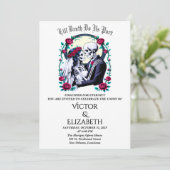 Moonlit Gothic Till Death Skeleton Roos Wedding Kaart (Staand voorkant)