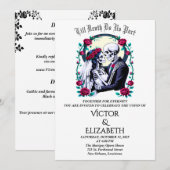 Moonlit Gothic Till Death Skeleton Roos Wedding Kaart (Voorkant / Achterkant)