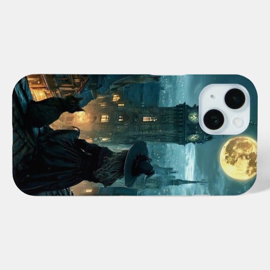 Moonlit Gothic Witch & Black Cat Rooftop iPhone C Case-Mate iPhone Case (Achterkant (horizontaal))