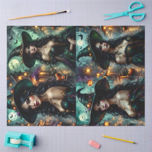 Moonlit Gothic Witch Quartet - Betoverde Halloween Tissuepapier (Craft)