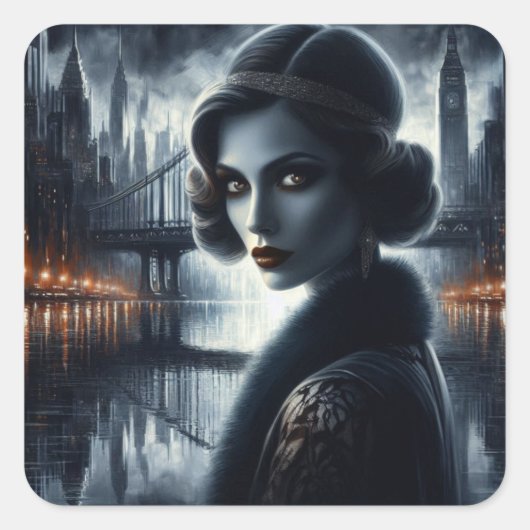 Moonlit Grace Vierkante Sticker (Voorkant)