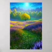 Moonlit Grassy Field Poster (Voorkant)
