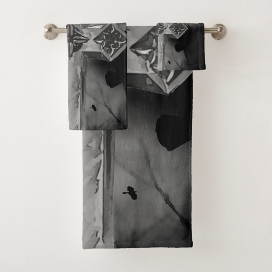 Moonlit GraveYard Gothic Cross met Krogen Bad Handdoek (Insitu)