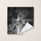 Moonlit GraveYard Gothic Cross met Krogen Bad Handdoek (Wasdoekje)