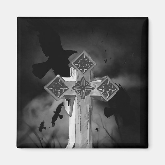 Moonlit GraveYard Gothic Cross met Krogen Magneet (Voorkant)