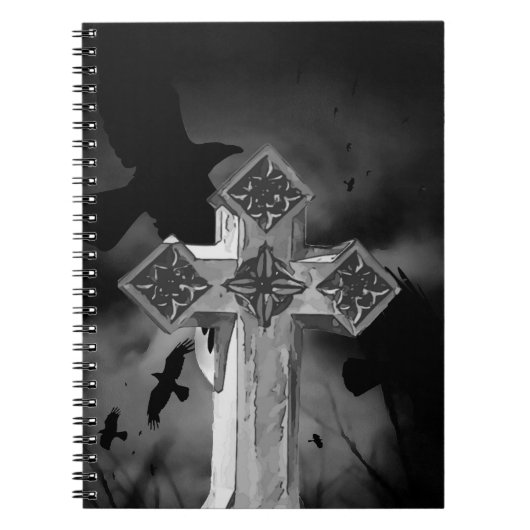 Moonlit GraveYard Gothic Cross met Krogen Notitieboek (Voorkant)