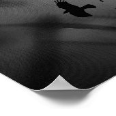 Moonlit GraveYard Gothic Cross met Krogen Poster (Hoek)