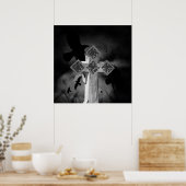 Moonlit GraveYard Gothic Cross met Krogen Poster (Keuken)