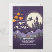 Moonlit Graveyard Halloween Invitation Kaart (Voorkant)