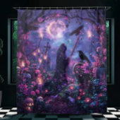 Moonlit Graveyard Scene Douchegordijn