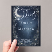 Moonlit Grove Celestial Woodland Wedding Acryl Uitnodigingen (Insitu (Draagbaar))