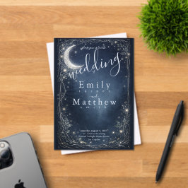 Moonlit Grove Celestial Woodland Wedding Acryl Uitnodigingen