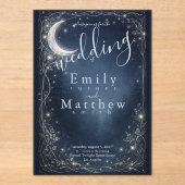Moonlit Grove Celestial Woodland Wedding Acryl Uitnodigingen (Voorkant)