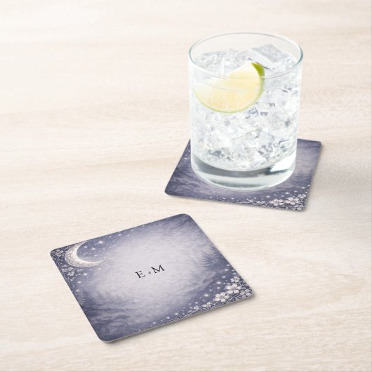 Moonlit Grove Celestial Woodland Wedding Kartonnen Onderzetters (Insitu)