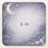 Moonlit Grove Celestial Woodland Wedding Kartonnen Onderzetters (Voorkant)