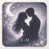Moonlit Grove Celestial Woodland Wedding Kartonnen Onderzetters (Voorkant)