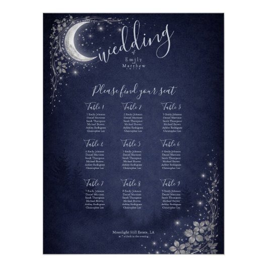 Moonlit Grove Celestial Woodland Wedding Perfect Poster (Voorkant)