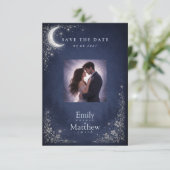 Moonlit Grove Celestial Woodland Wedding  Save The Date (Staand voorkant)