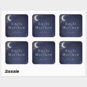 Moonlit Grove Celestial Woodland Wedding  Vierkante Sticker (Vel)