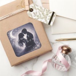 Moonlit Grove Celestial Woodland Wedding  Vierkante Sticker