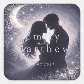 Moonlit Grove Celestial Woodland Wedding  Vierkante Sticker (Voorkant)