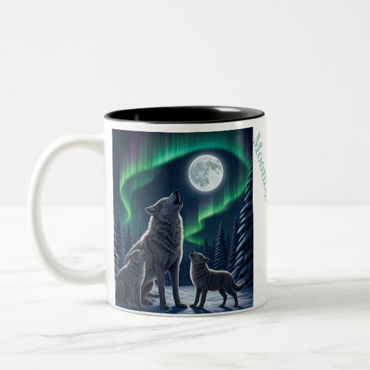 "Moonlit Harmony - Wolf Pack Collectie"seMug Tweekleurige Koffiemok (Links)