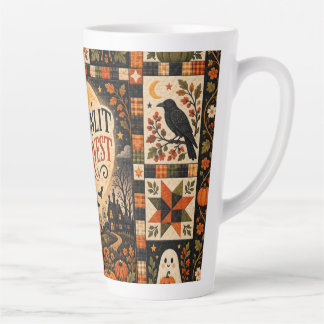 Moonlit Harvest Vintage Halloween Patchwork Latte Mok