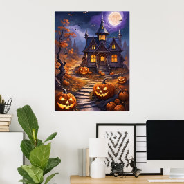 Moonlit Haunt: een Halloween-fantasie Poster