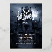 Moonlit Haunted House - Mystery Halloween-feest Folie Uitnodiging (Voorkant)
