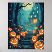 Moonlit Haunted House Pathway Poster (Voorkant)