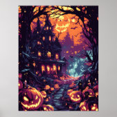 Moonlit Haunted House Pathway Poster (Voorkant)