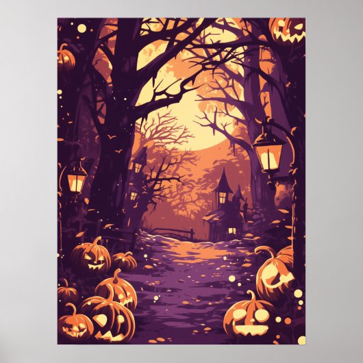 Moonlit Haunted House Pathway Poster (Voorkant)