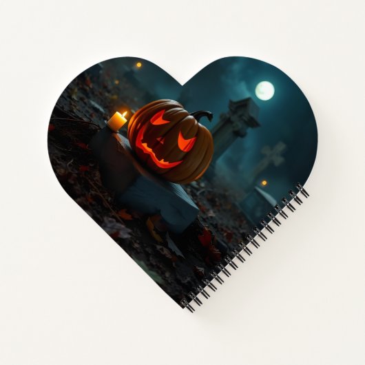 Moonlit Haunted Pumpkin Cemetery Notebook Notitieboek (Achterkant)