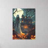 Moonlit Haunting – Ghost of the Haunted Manor Canvas Afdruk (Voorkant)