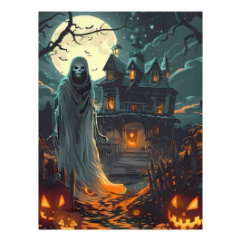 Moonlit Haunting – Ghost of the Haunted Manor Foto Afdruk