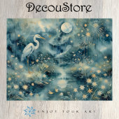 Moonlit Heron – Dreamy Nature Scene Decoupage Tissuepapier