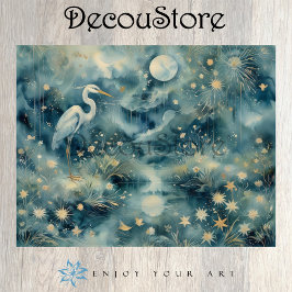 Moonlit Heron – Dreamy Nature Scene Decoupage Tissuepapier