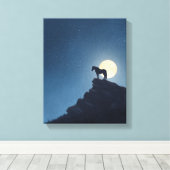 Moonlit Horse Cliff Silhouette Art Canvas Afdruk (Insitu (Houten vloer))